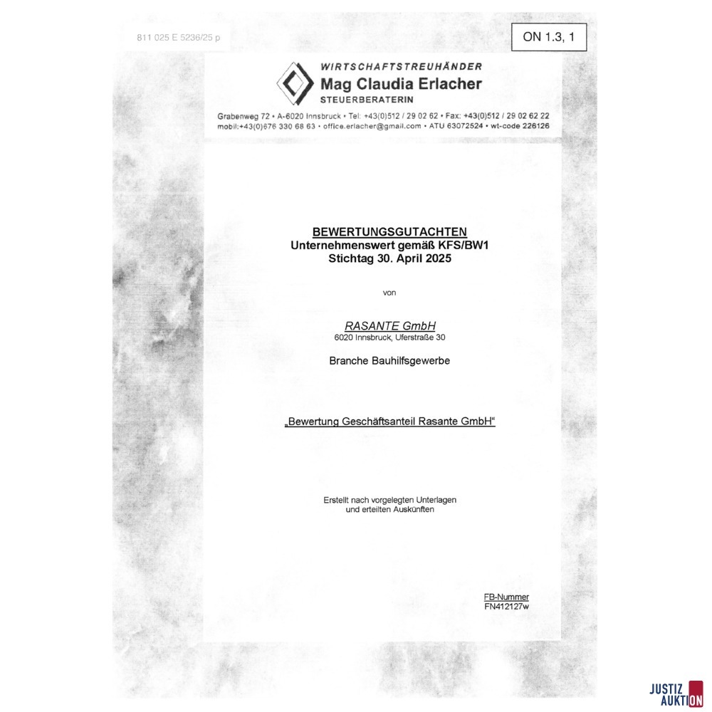 Gesch&auml;ftsanteil - 33&comma;33&percnt;-igen Anteil - Rasante GmbH