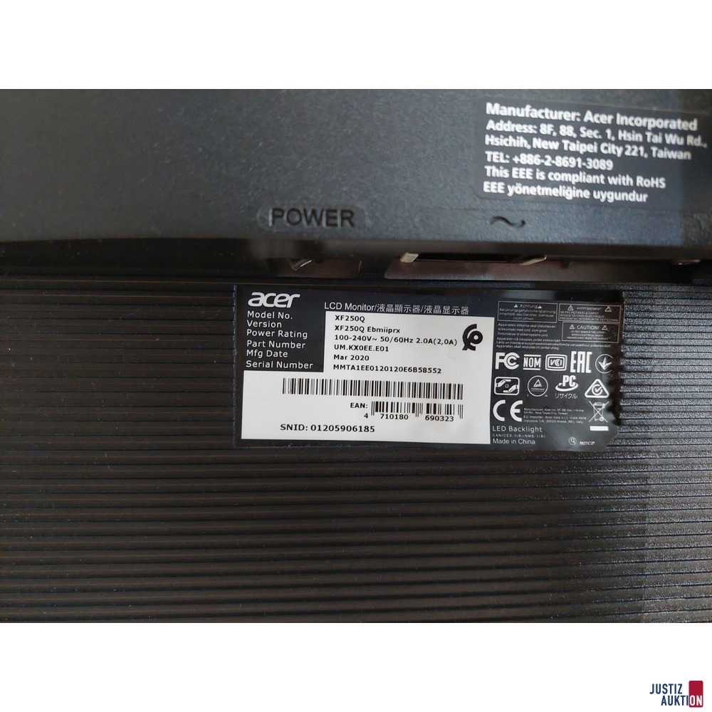 Monitor der Marke Acer - Seriennummer&colon; MMTA1EE0120120E6B58552