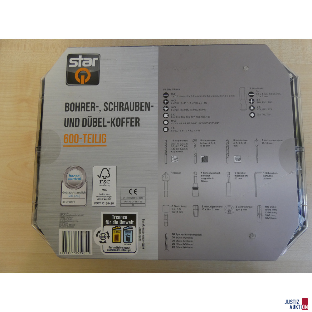 2. Bohrer-,Schrauben-u. Dübel-Koffer star Q – foto 2 – kavel bij Justiz-Auktion, Chemnitz