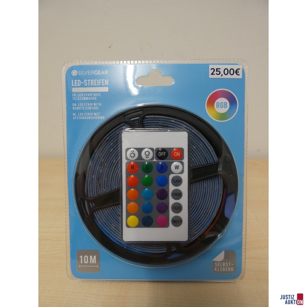 LED-Streifen "Silvergear" 10 m, Fernb.; selbstklebend