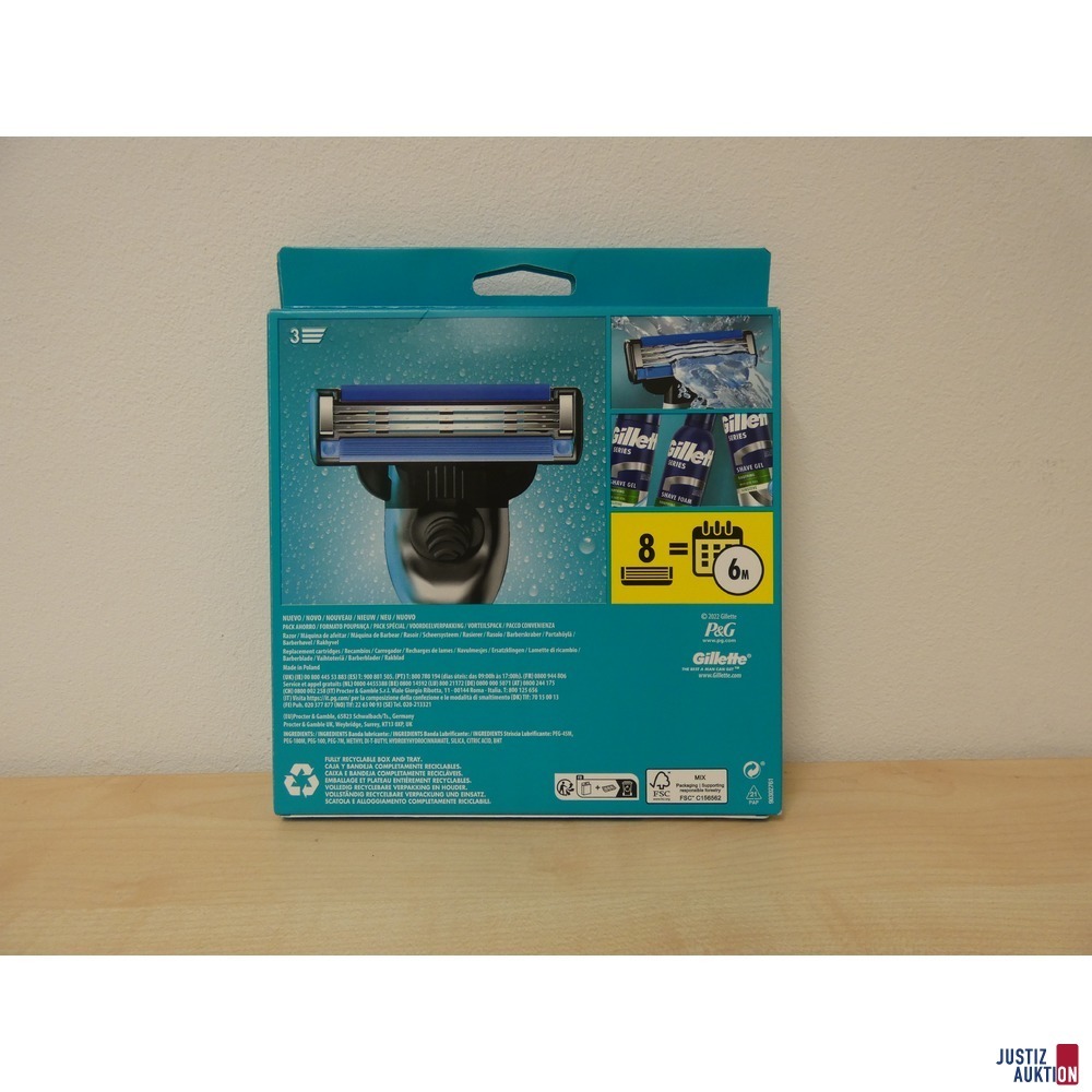 Gillette MACH3 Rasierer mit 8 Klingen, Value Pack, neu, OVP