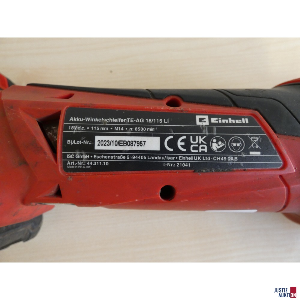 Akku-Winkelschleifer Einhell TE-AG 18&sol;115 Li