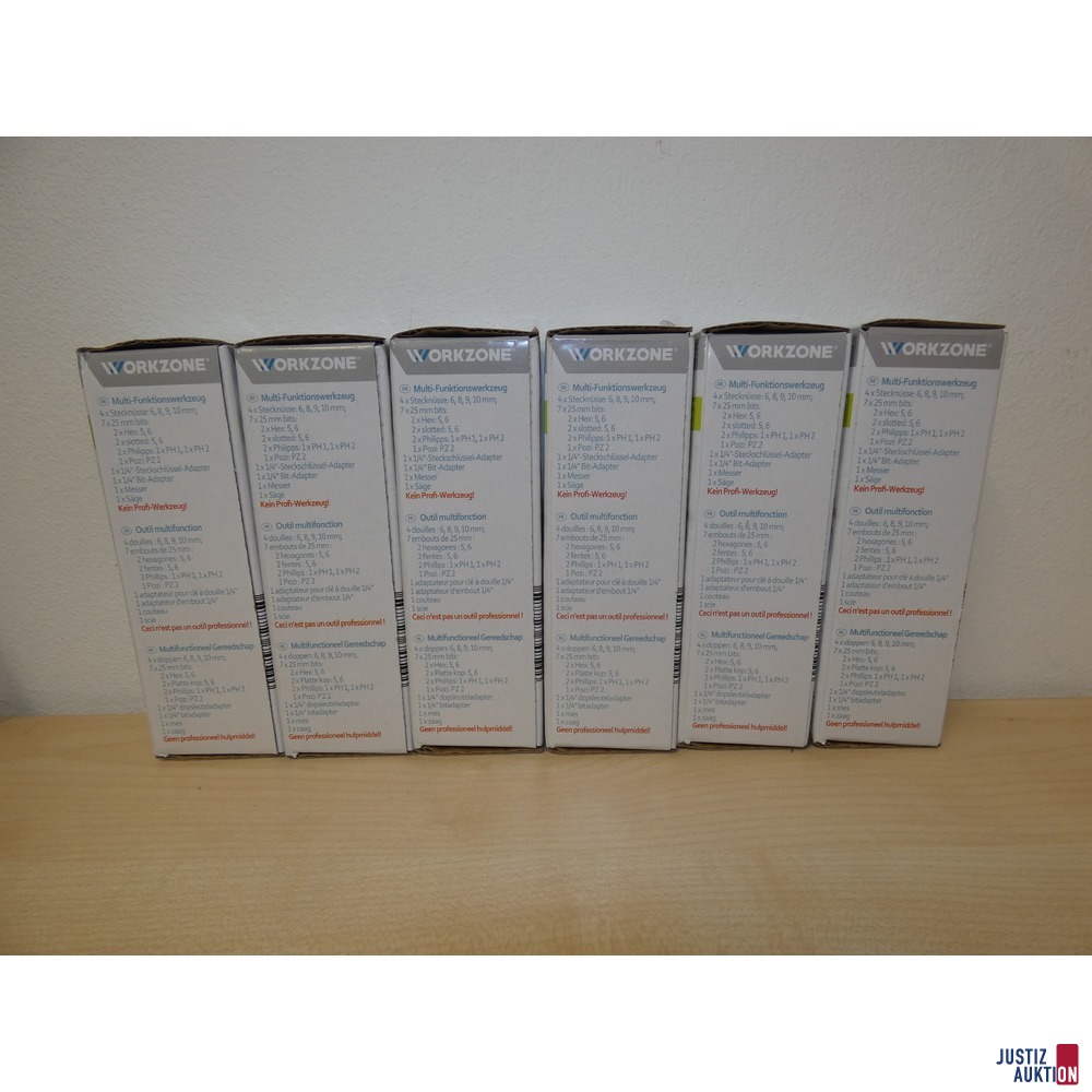6 x Multi-Funktionswerkzeuge 15 in 1 "Workzone", neu, in OVP, Multitool