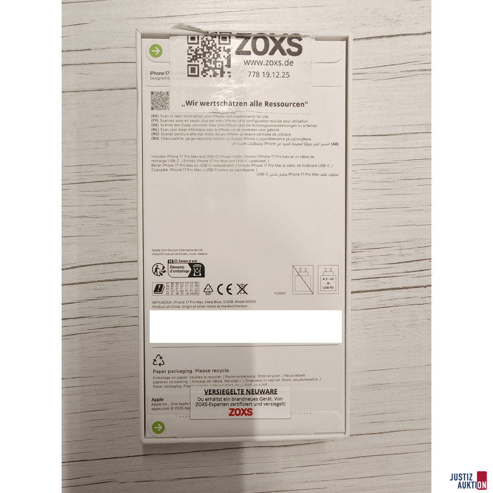 Apple iPhone 17 Pro Max 512 GB – foto 2 – kavel bij Justiz-Auktion, Leipzig