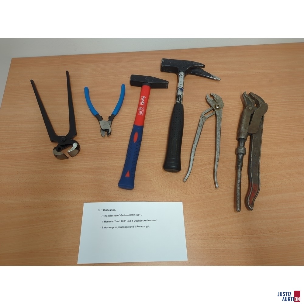 Bei&szlig;zange&comma; Kabelschere&comma; Hammer&comma; Dachdeckerhammer