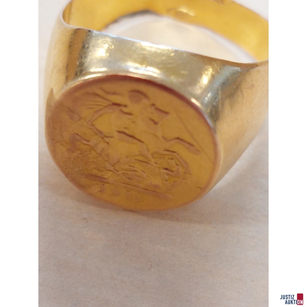 Herrenring Gelbgold&comma; 750 &permil; punziert 6&comma;9 g Gr&ouml;&szlig;e 63 defekt