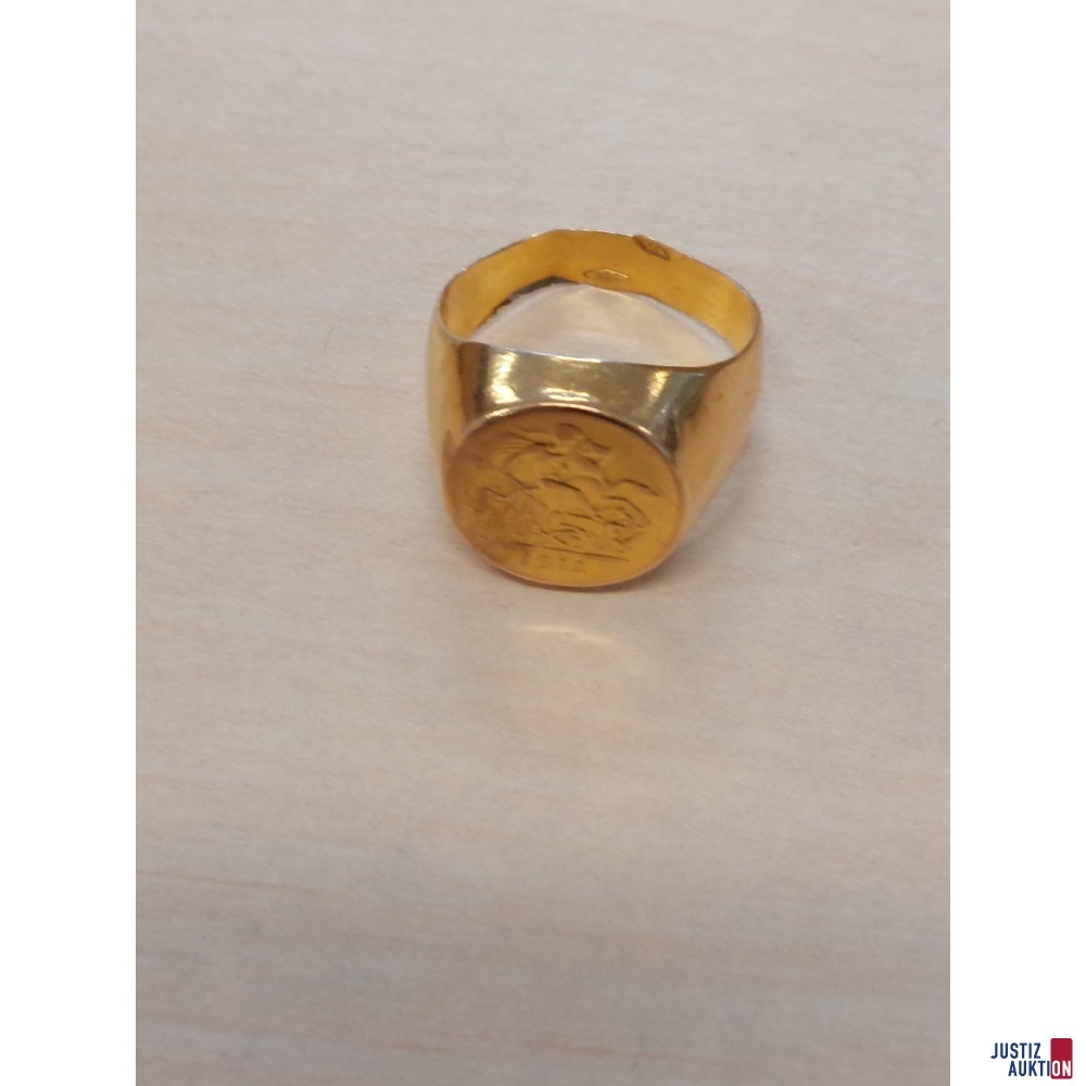 Herrenring Gelbgold&comma; 750 &permil; punziert 6&comma;9 g Gr&ouml;&szlig;e 63 defekt