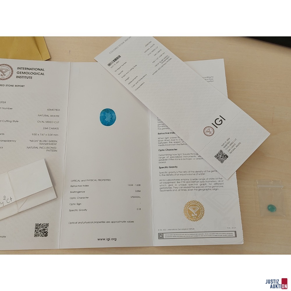 Apatit 2&comma;64 ct mit Zertifikat