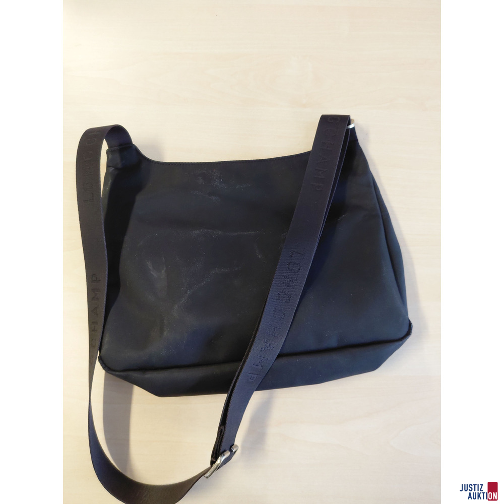 Longchamp Schultertasche&comma; Kunststoff&comma; Farbe Schwarz&comma; starke Gebrauchsspuren