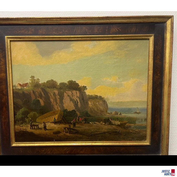 Oelbild Landschaft gerahmt – kavel bij Justiz-Auktion, Itzehoe
