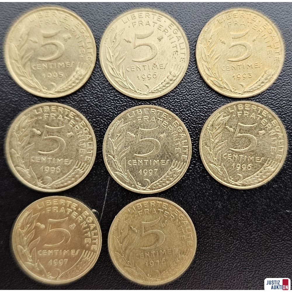 8 x 5-Centimes-Münzen