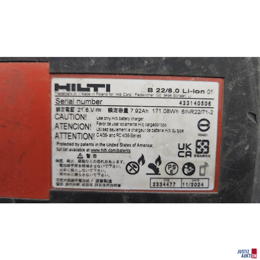 HILTI Ladegerät C4/36-350 mit Zubehör – foto 6 – kavel bij Justiz-Auktion, Untergriesbach (GV-Büro)