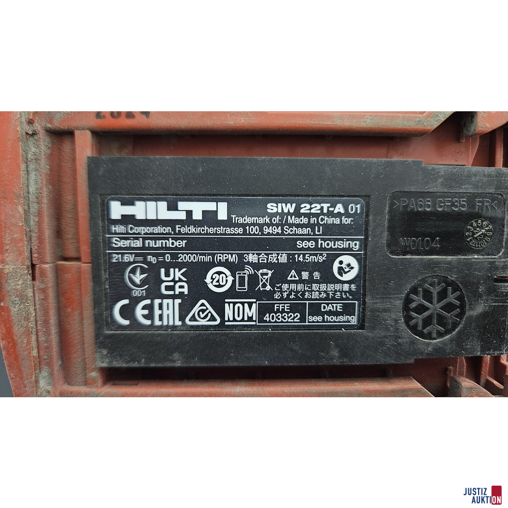 Hilti Akku-Schlagschrauber SIW 22T-A – foto 2 – kavel bij Justiz-Auktion, Untergriesbach (GV-Büro)
