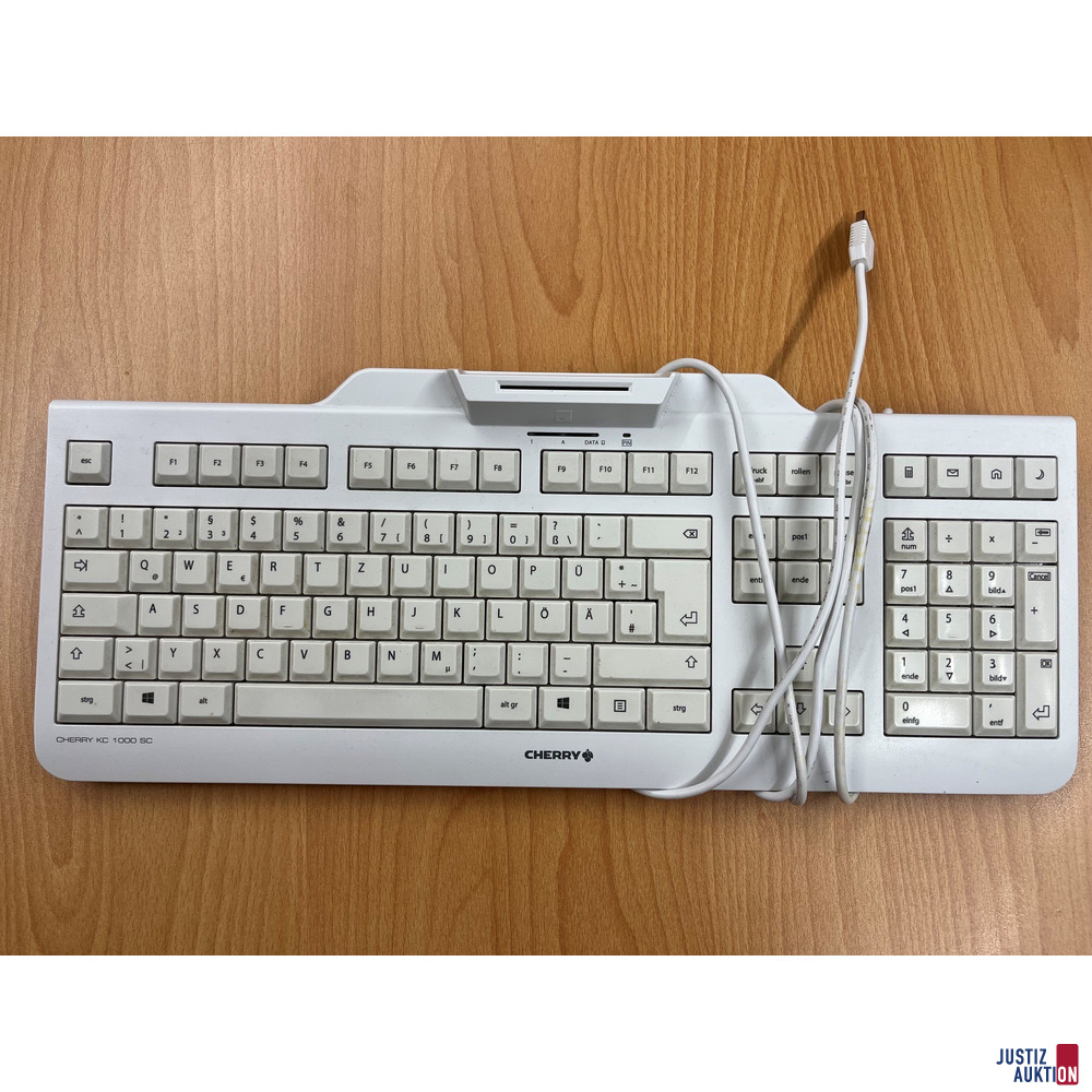 Cherry Tastatur mit integriertem Kartenleser weiß – kavel bij Justiz-Auktion, Augsburg