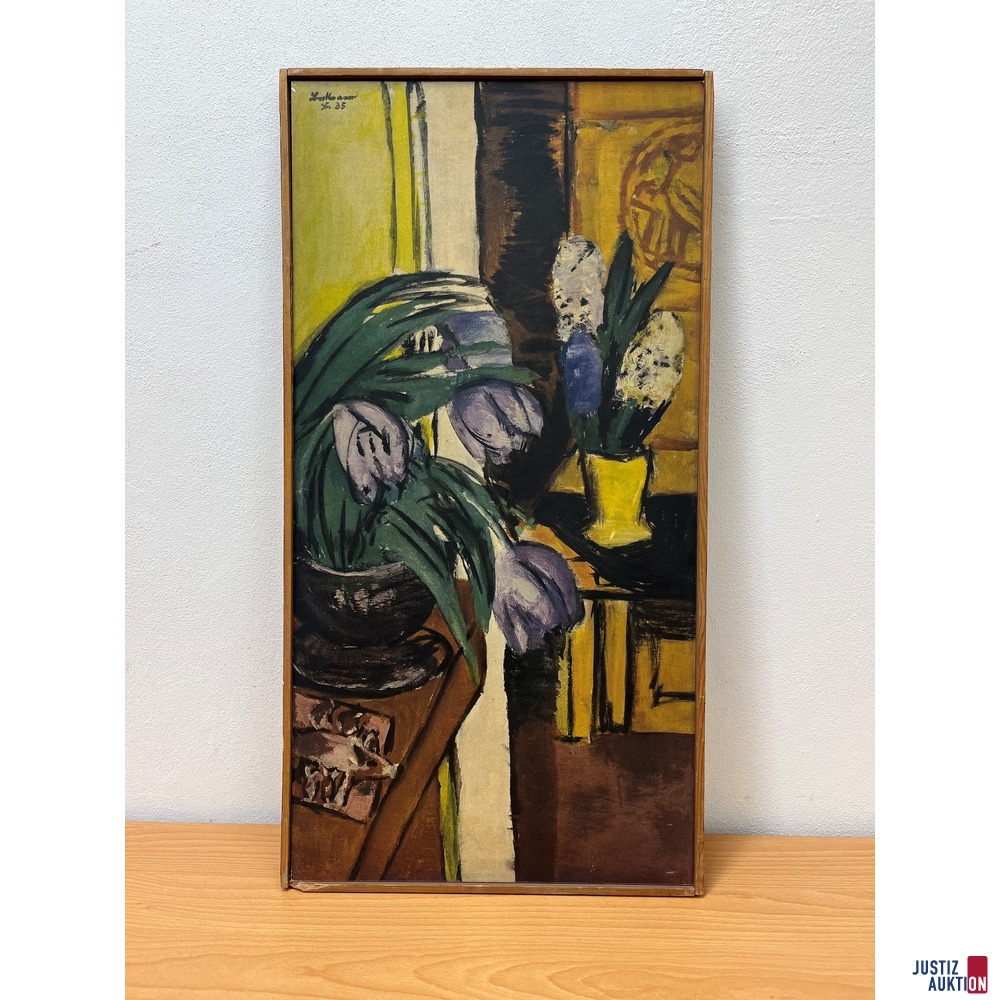 Nur Abholung Holzdruck, "Violette Tulpen" von Beckmann