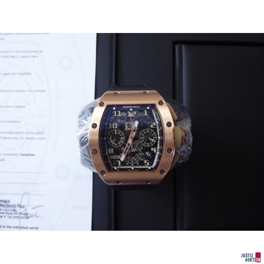 Uhr Richard Mille Vorderseite und Zertifikat