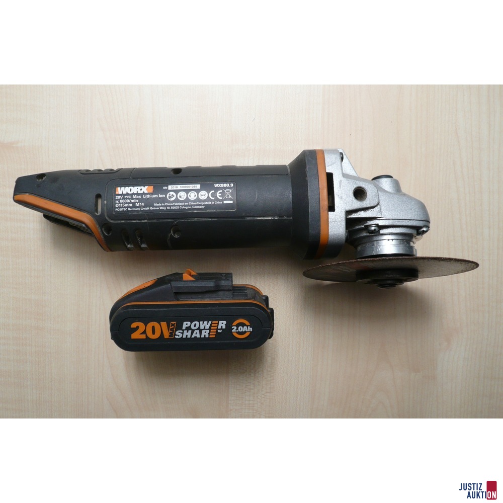1 Worx Winkelschleifer "WX800.9" + Akku