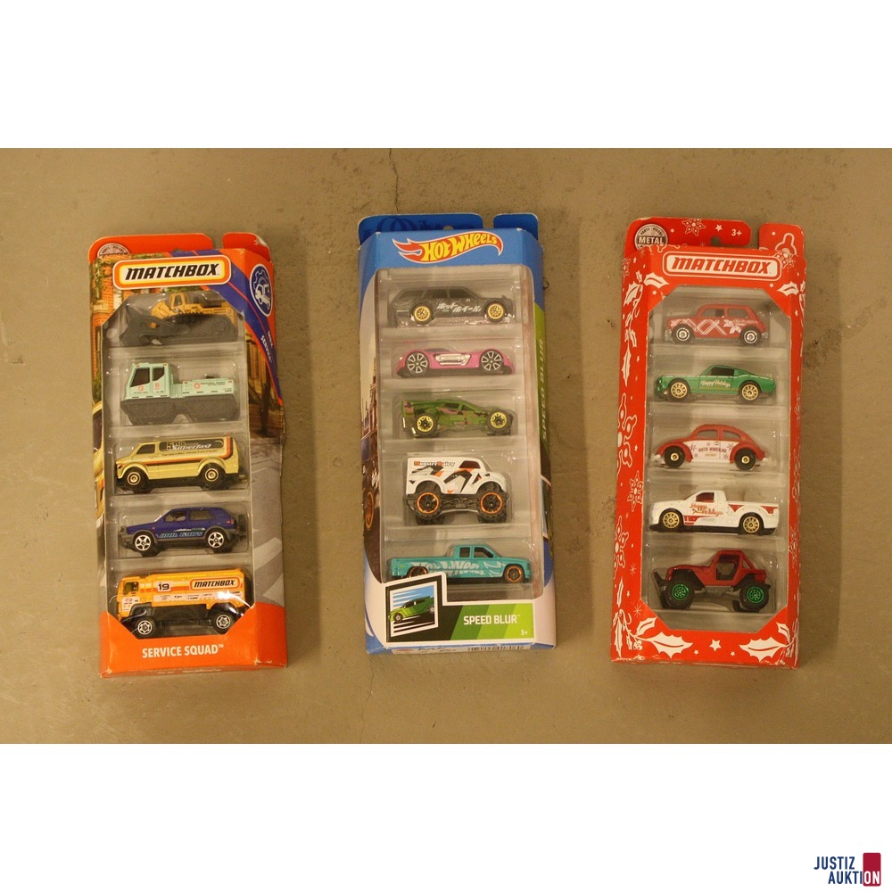 3 Packungen à 5 Spielzeugautos