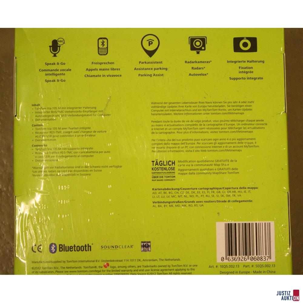 Navigationssystem TomTom Via 135 - Daten