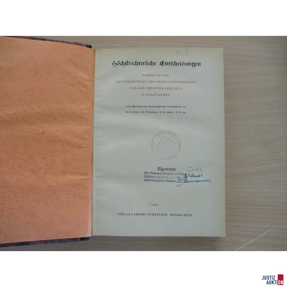 Höchstrichterlicher Entscheidungen (1. Band)