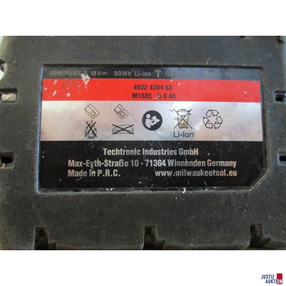 Milwaukee Akku M18B5 5.0 Ah (Herstellerangaben)