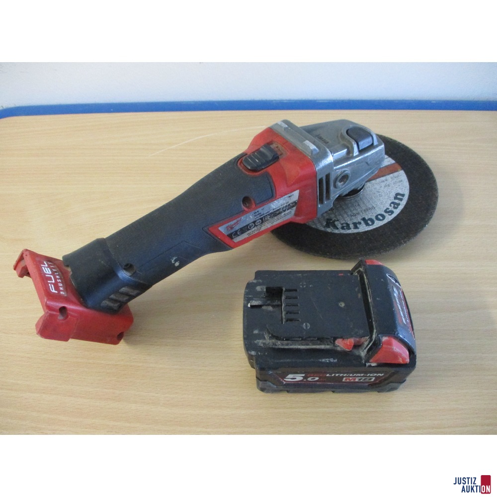 Milwaukee Akku-Winkelschleifer M18 CAG125X und Akku M18B5 5.0 Ah