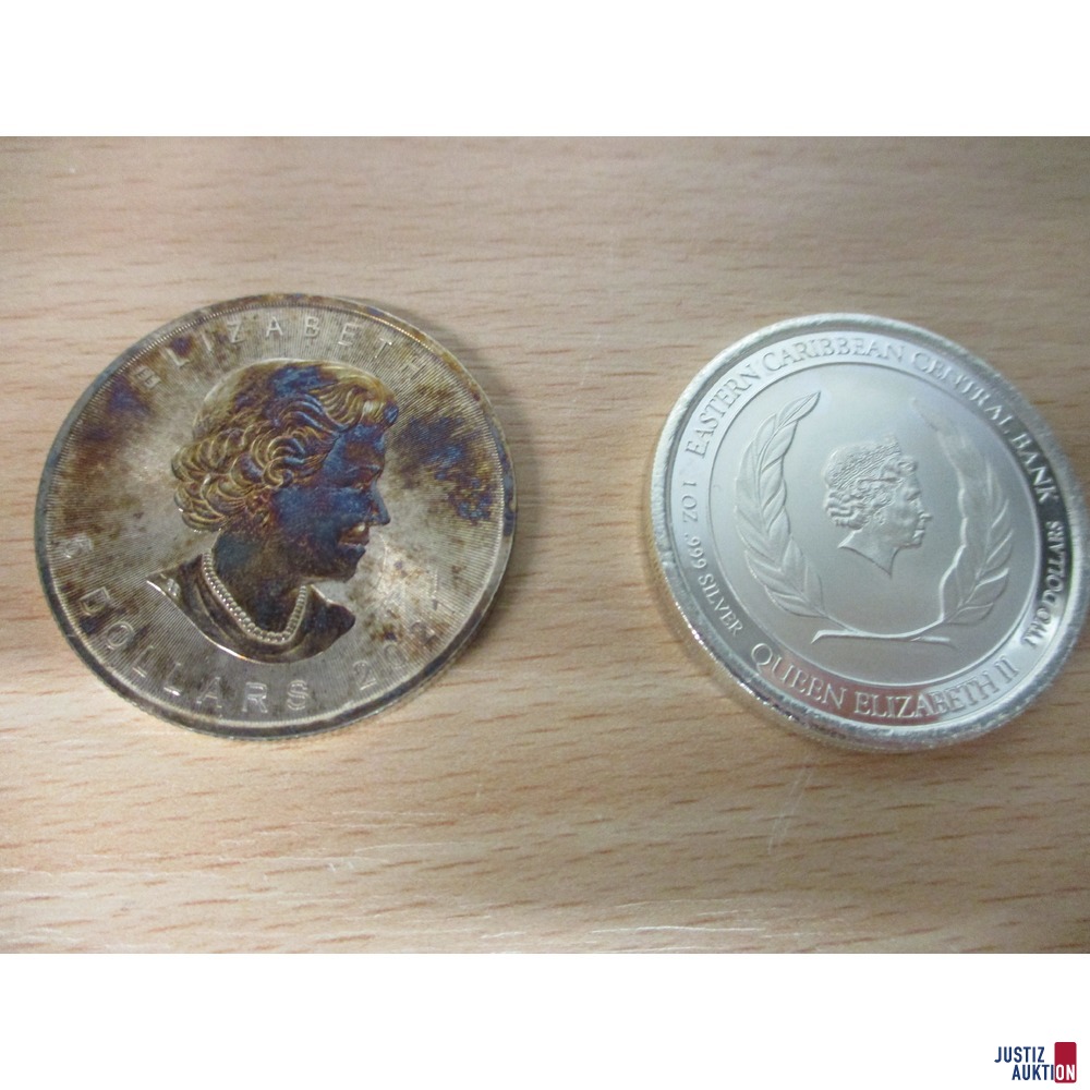 2 Silber-Münzen Canada u. St. Kitts and Nevis Ansicht 2