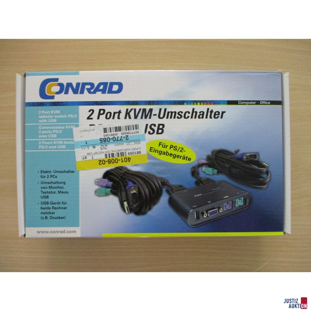 Conrad 2 Port KVM-Umschalter PS/2 mit USB