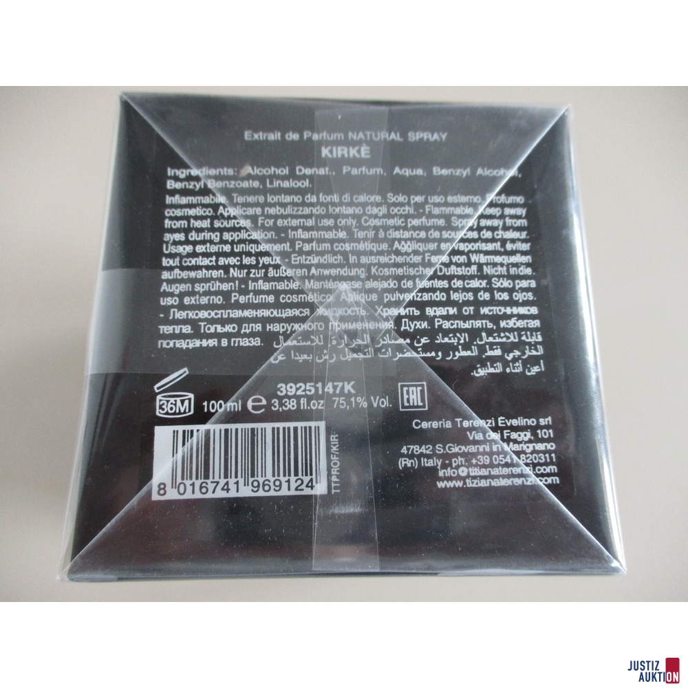 Extrait de Parfum Tiziana Terenzi 100ml Ansicht unten Typenschild