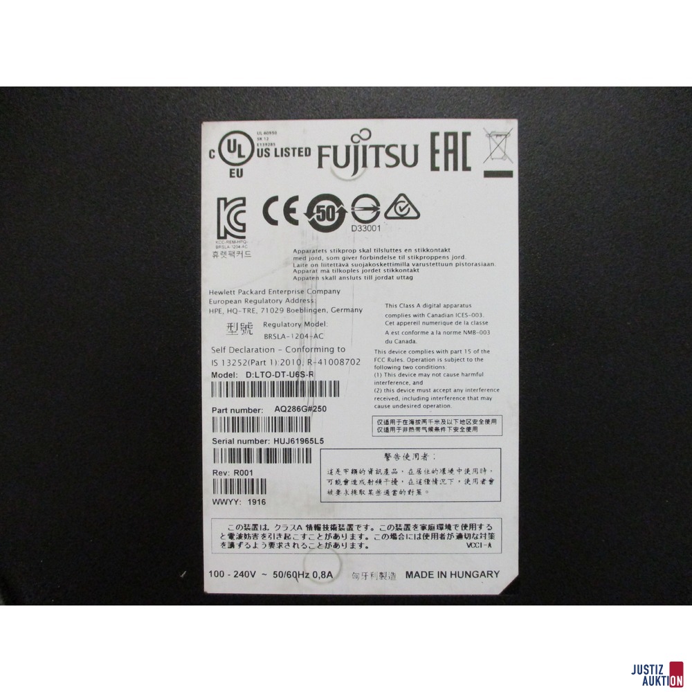 Bandlaufwerk Fujitsu LTO6 (Herstellerangaben)