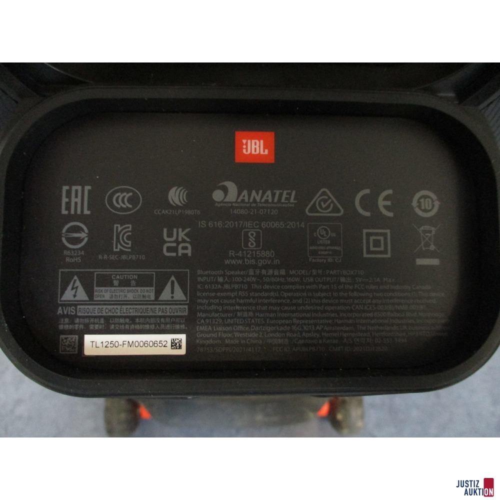 JBL Partybox Typenschild