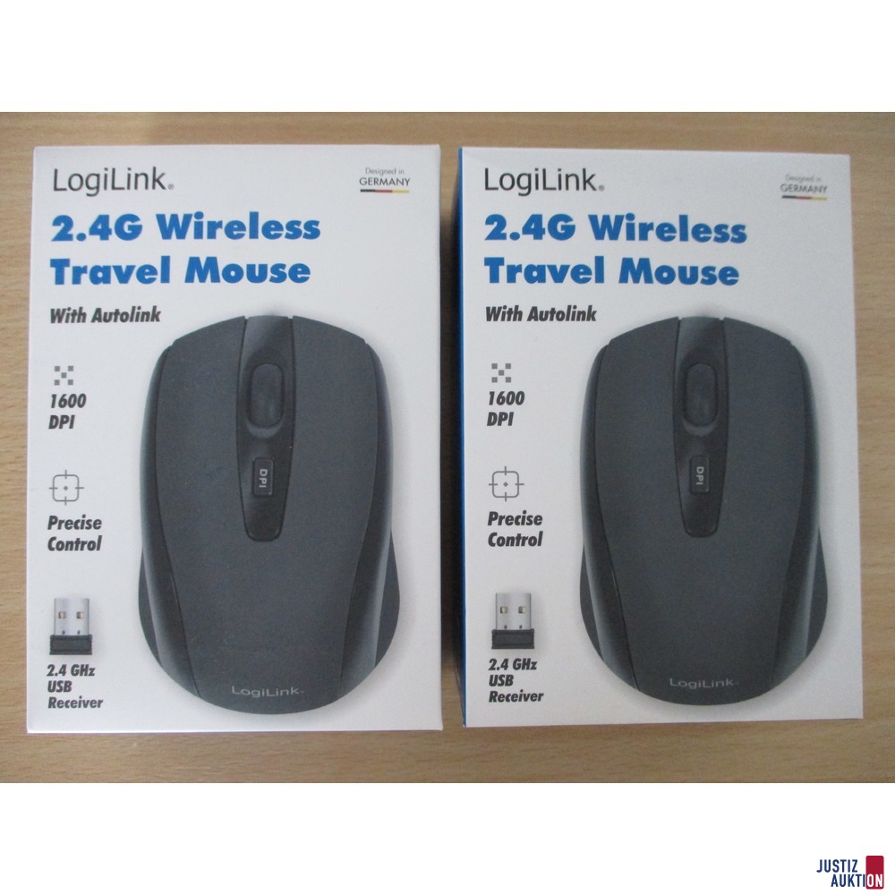2x LogiLink 2.4G Wireless Travel Mouse Vorderansicht