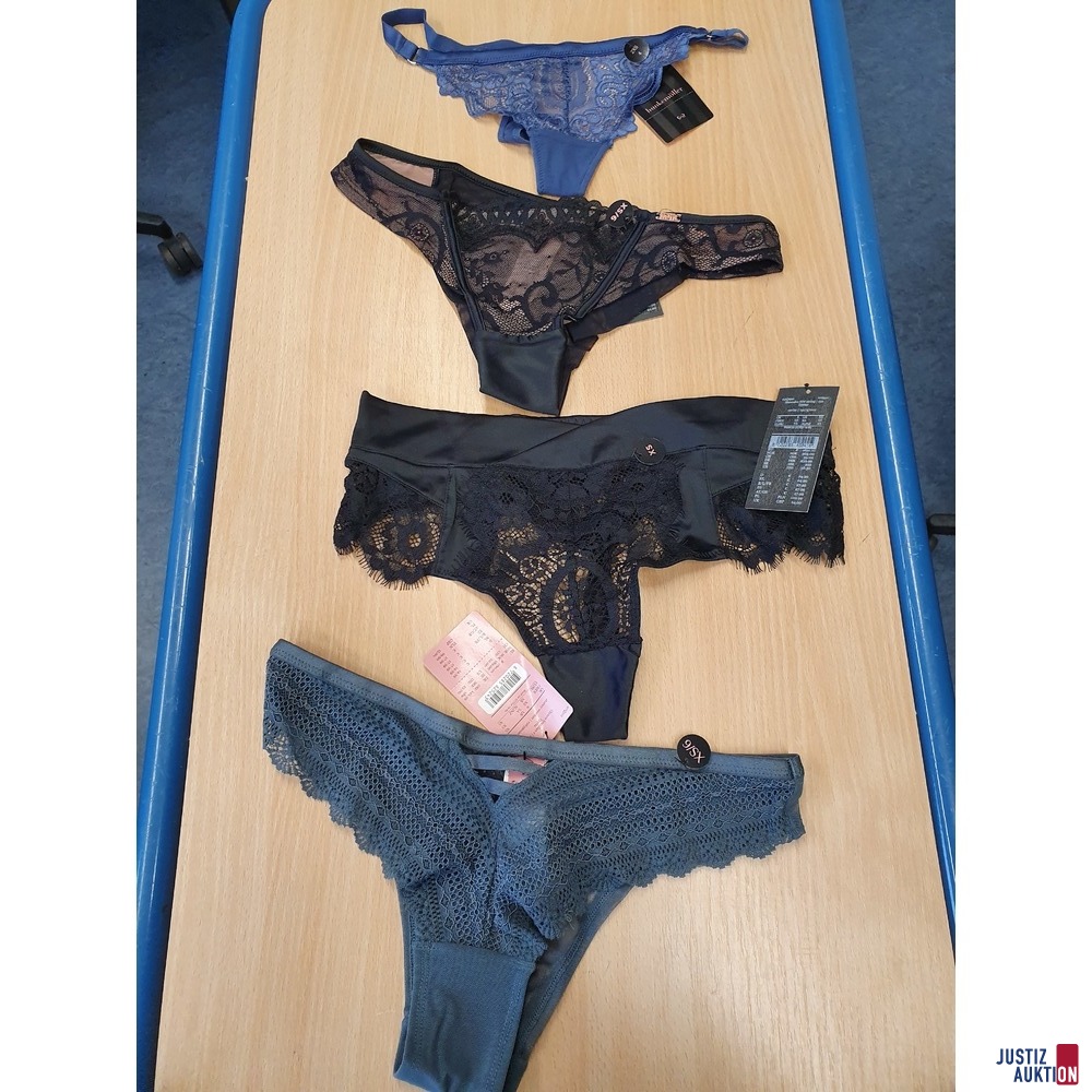 String Tanga, 2 schwarze Slips, 1 grauer Slip