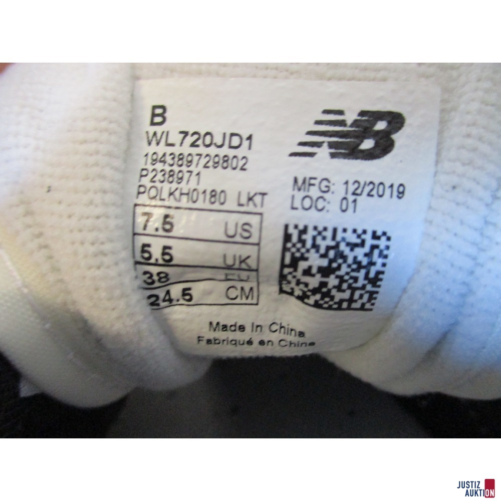 New Balance Schuhe Gr&ouml;&szlig;e 38 Gr&ouml;&szlig;enschild