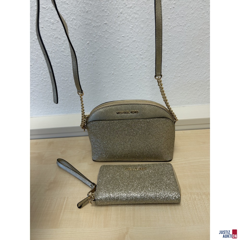 Handtasche und Geldb&ouml;rse Michael Kors gold