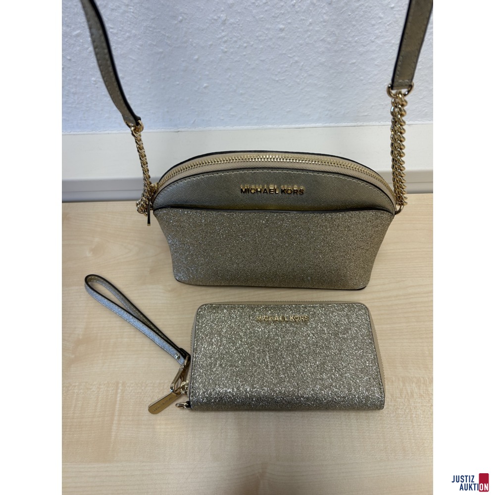 Handtasche und Geldb&ouml;rse Michael Kors gold
