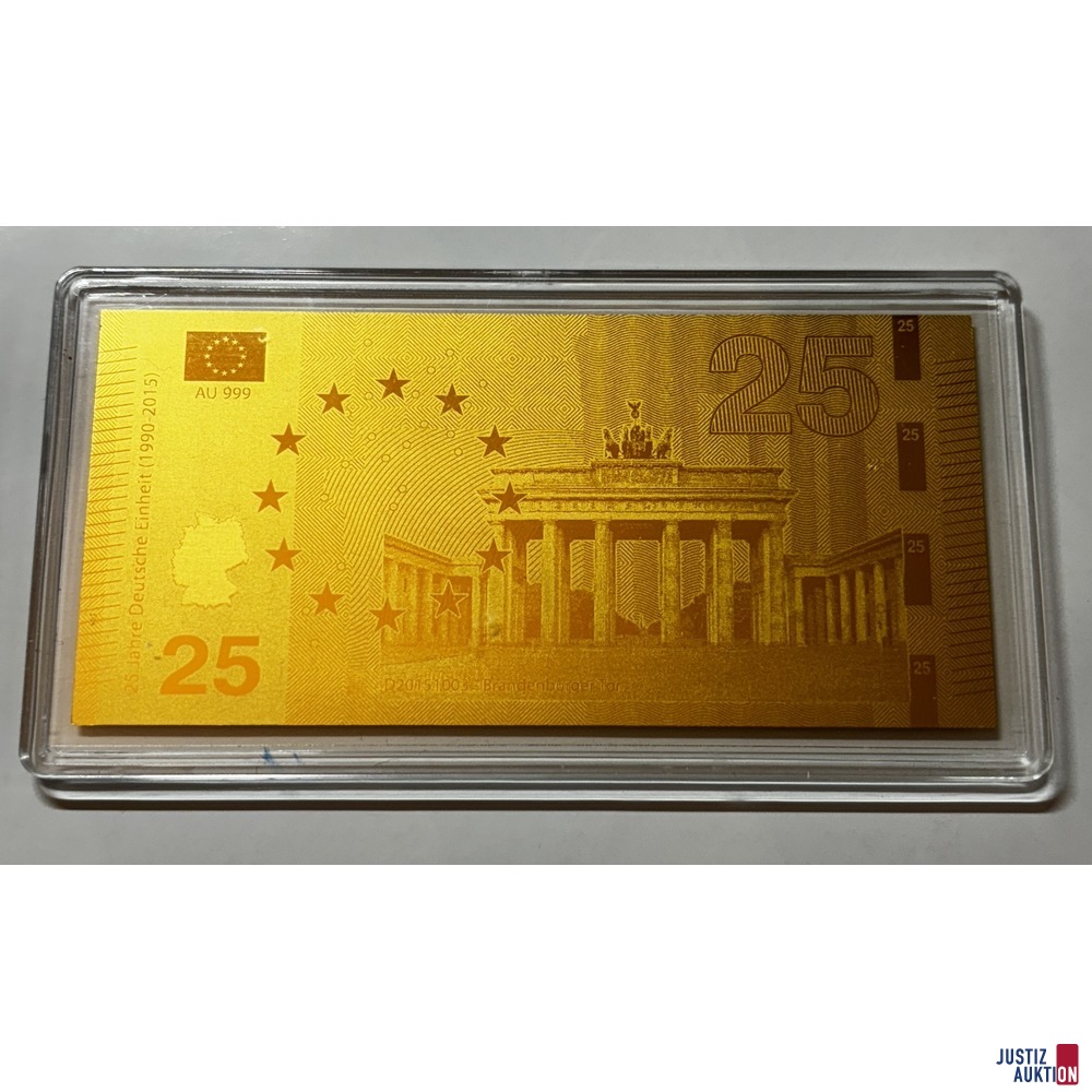 5 Goldnote "25 Jahre Deutsche Einheit" Vorderseite