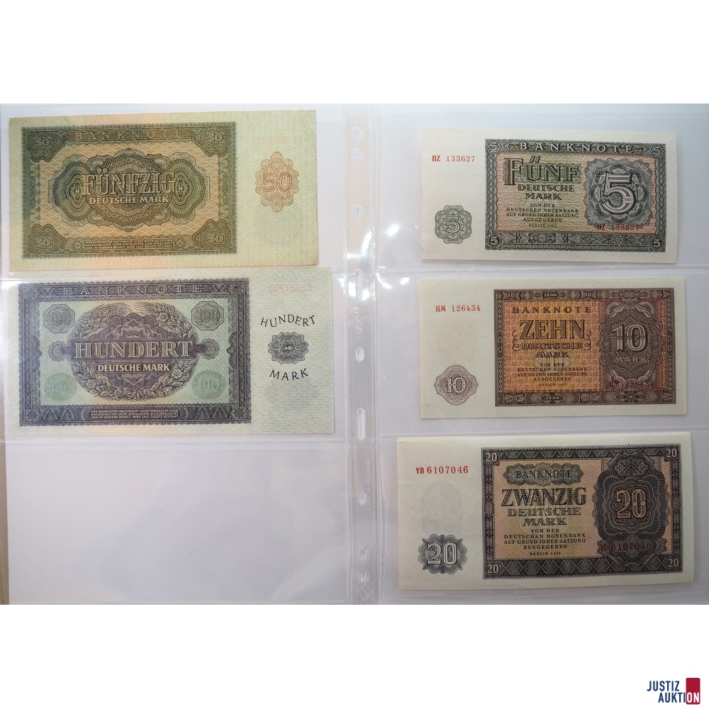 3 Mark von 1948 + Banknotensatz