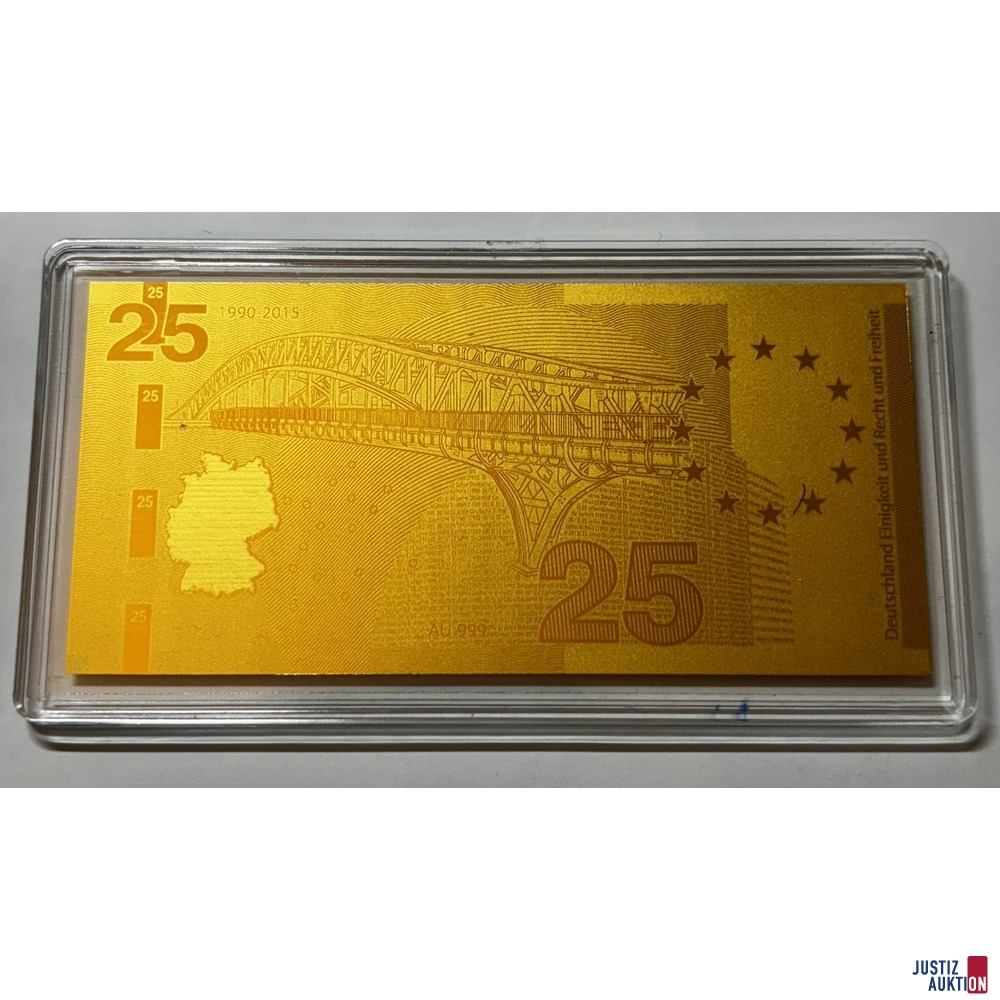 6 Goldnote "25 Jahre Deutsche Einheit" Rückseite