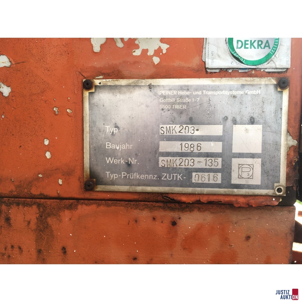 Schild Turmdrehkran Peiner SMK 203