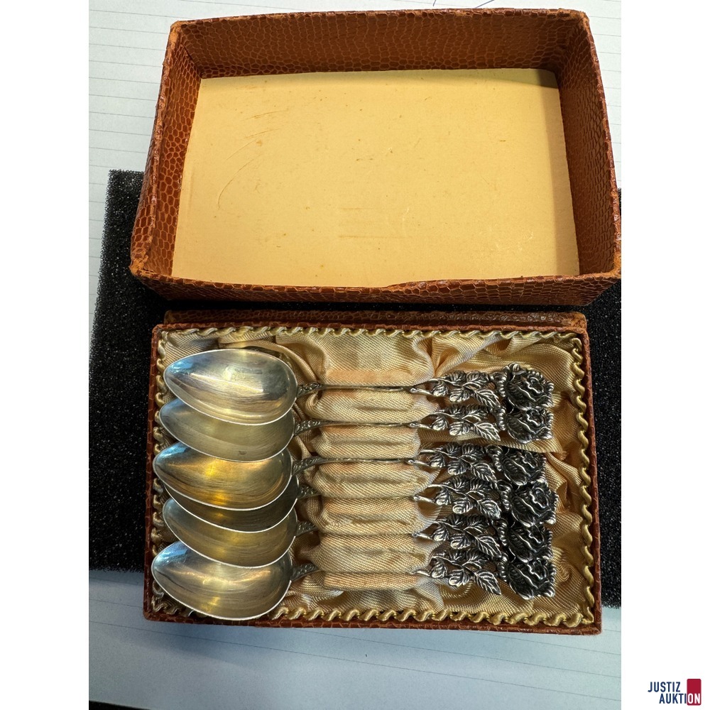 6 Teel&ouml;ffel Schepers aus 800er Silber in Schatulle 70&comma;2 Gramm
