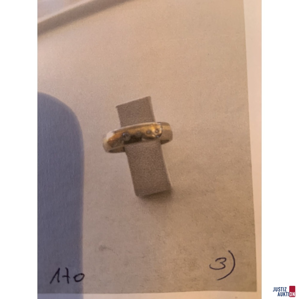 3&rpar; Ehering Wei&szlig;gold &plus; Gelbgold Brillanten 0&comma;004ct