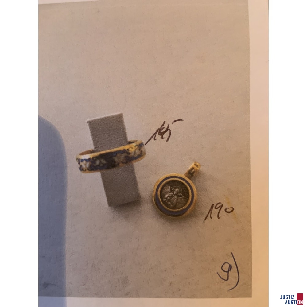 9&rpar; Emaie&nbsp;Ring &plus; Emaie-Anh&auml;nger minus Mittelteil