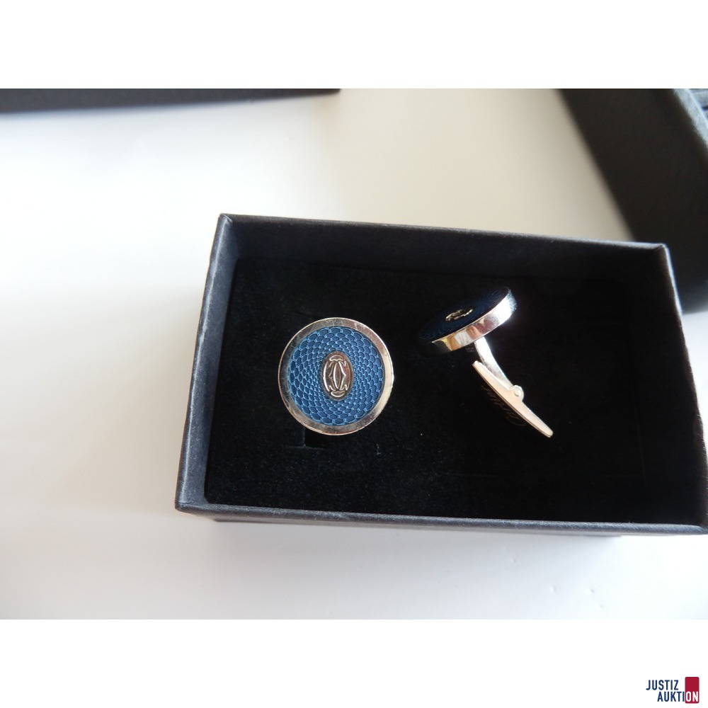 2 Manschettenknöpfe Cartier Silber