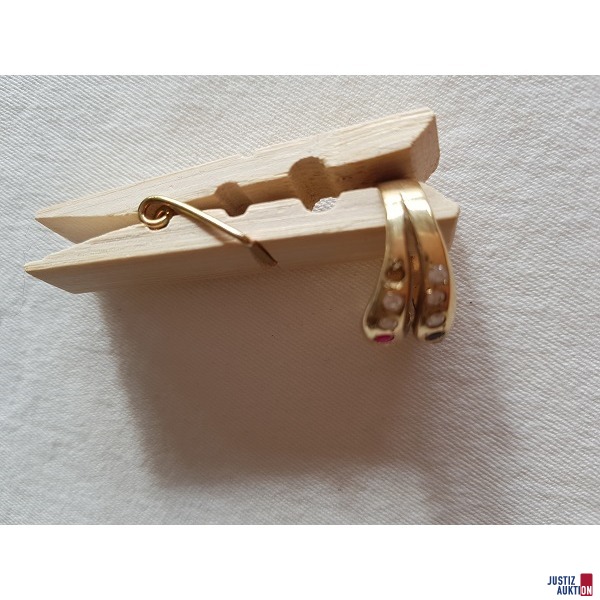 Goldring mit bunten und weißen Steinen 585 er Gold