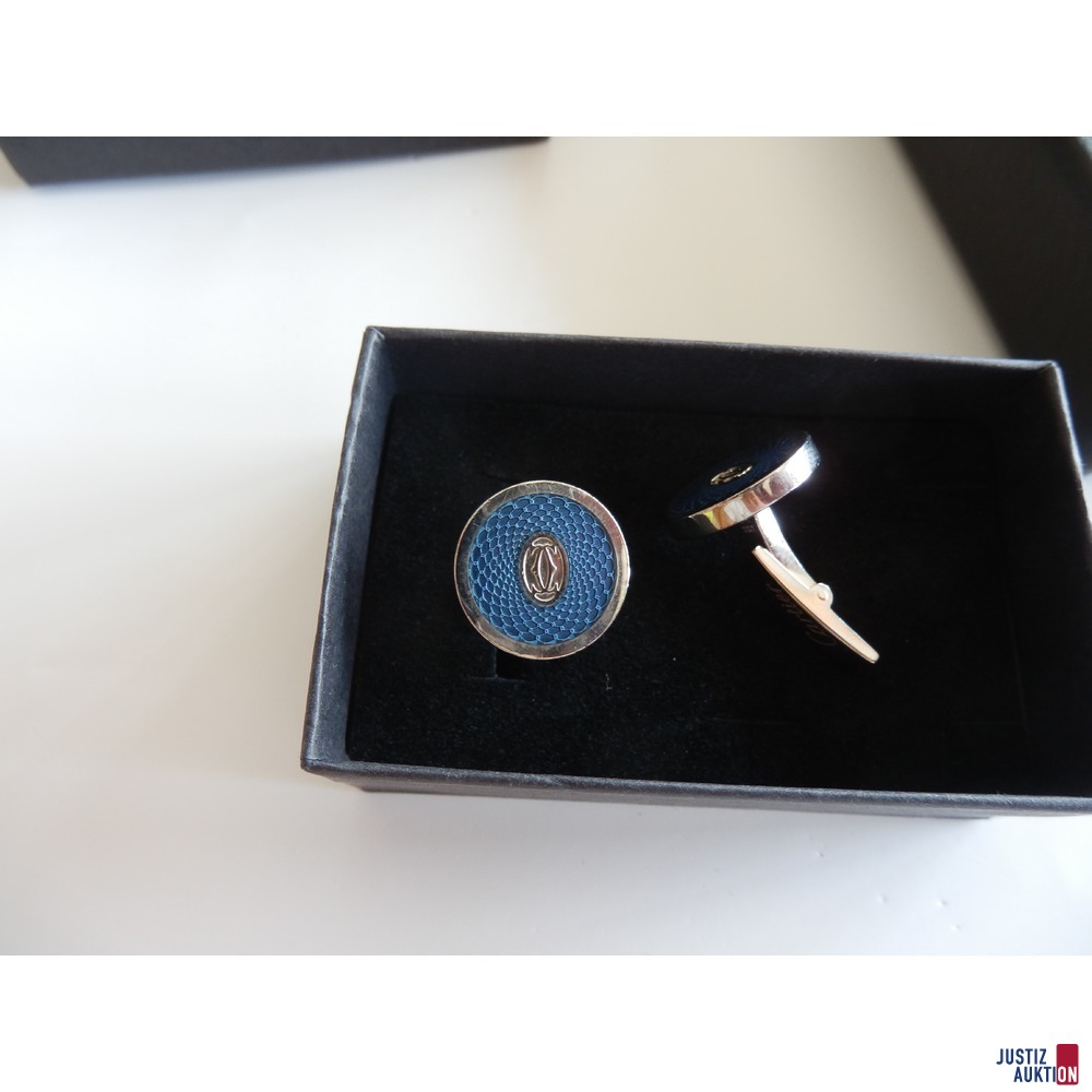 2 Manschettenknöpfe Cartier Silber