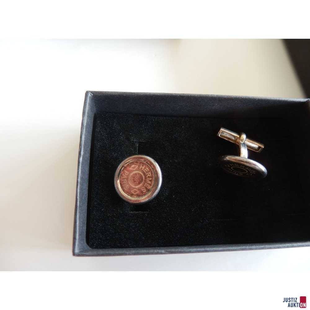 2 Manschettenknöpfe  silber Hermes Paris