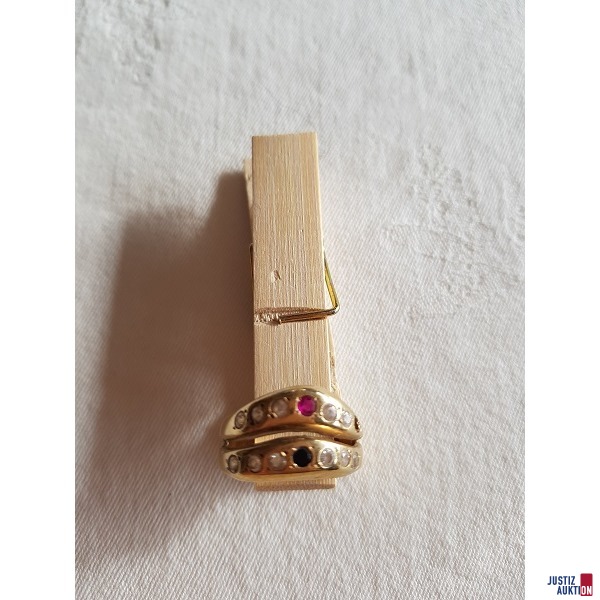 Goldring mit bunten und weißen Steinen 585 er Gold