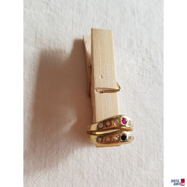 Goldring mit bunten und weißen Steinen 585 er Gold