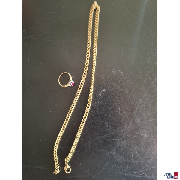 Halskette vergoldet  und Ring 14 Karat
